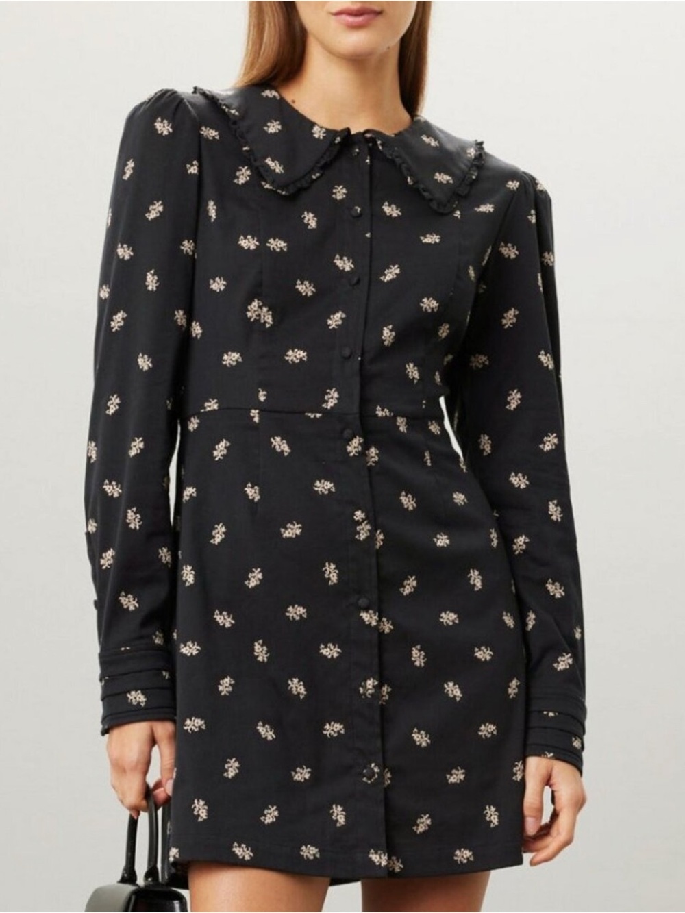 Hill House NWT Black Mini Dress with Cream Detail
